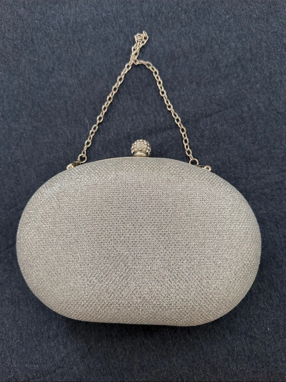 Embellished Teal Crystal Evening Clutch with Chain